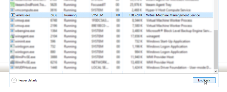 Hyper-V stuck “Connecting to Virtual Machine Management service ...